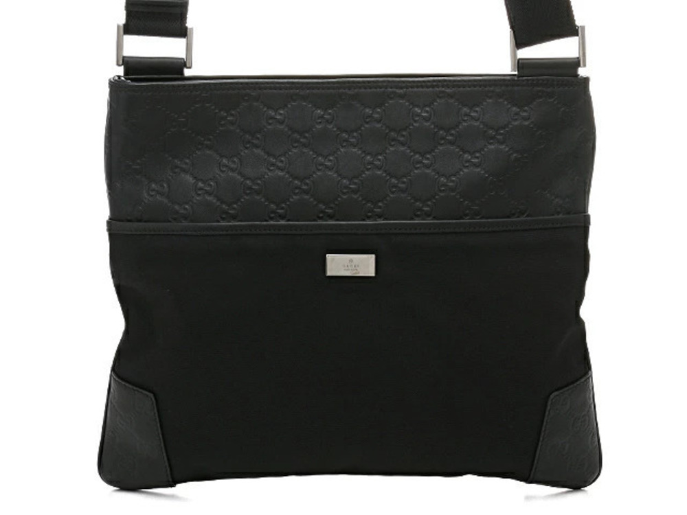 Gucci Hobo Bag Canvas Calfskin Gucci Guccissima Black